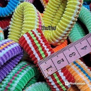 Túi 10 thun cột tóc sọc màu dày dặn (bản 1.5cm)