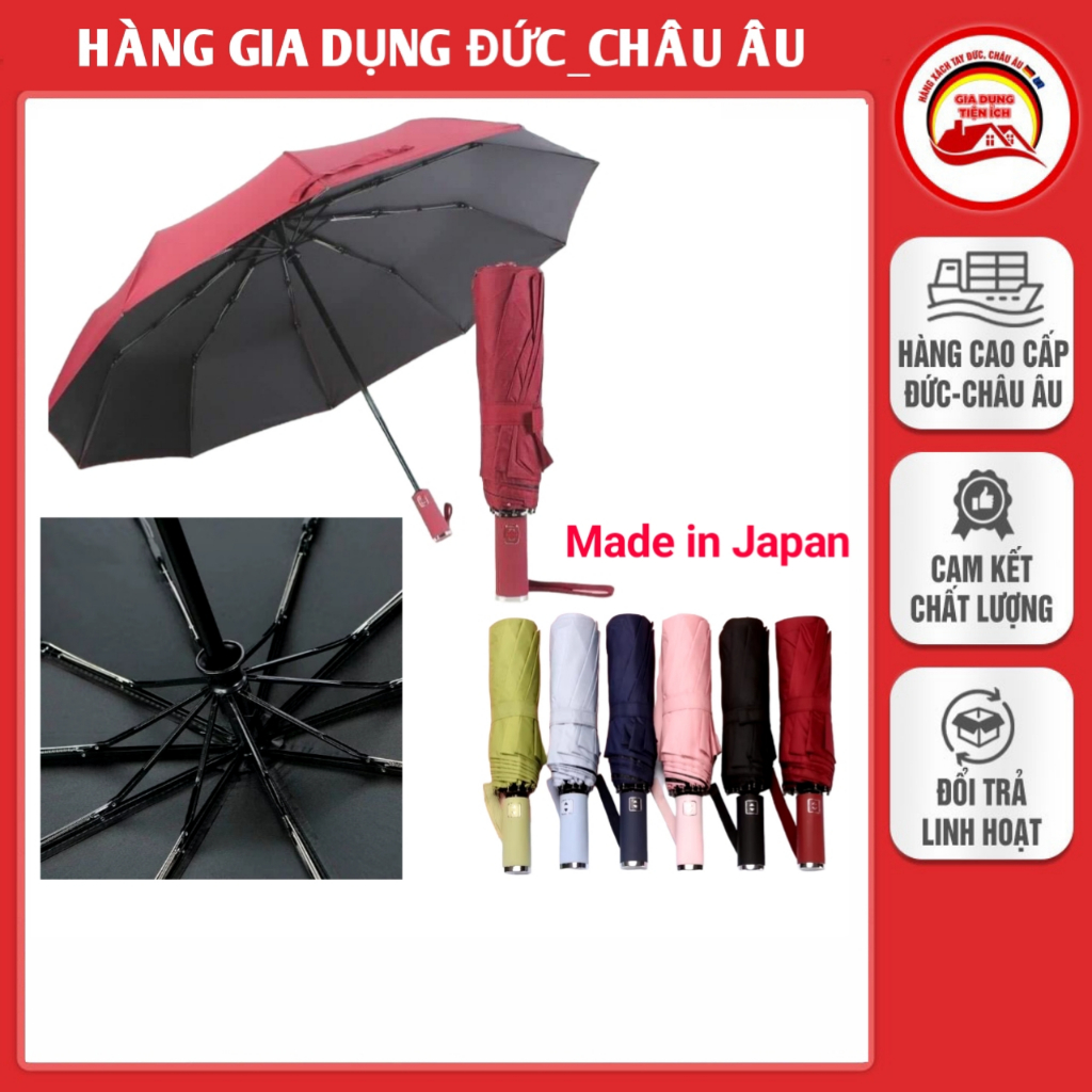 Ô tự động gấp gọn Ajisai Nhật Bản 10 nan thép, chống nắng, chống tia UV, chống thấm nước
