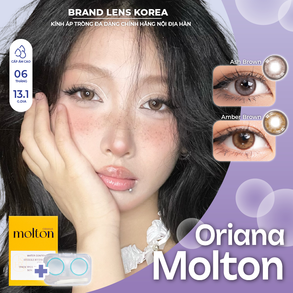 Kính áp tròng cận 6 tháng BRANDLENSKOREA  I - SHA ORIANA MOLTON  lens màu sáng tây