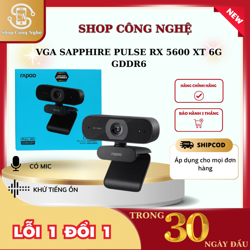 Webcam Rapoo C260 cho máy tính laptop hỗ trợ học online, livestream