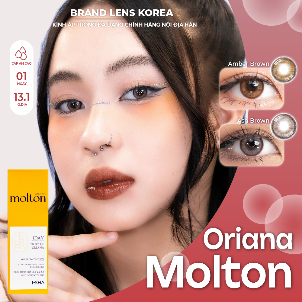 LENS 1 NGÀY cận BRANDLENSKOREA  I - SHA ORIANA MOLTON lens màu sáng tây