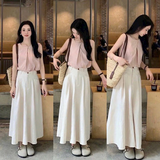 SET ÁO HỒNG SN + CVAY MIDI TRẮNG