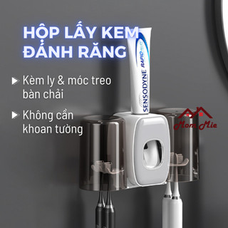 [Hàng đẹp] Dụng cụ lấy kem đánh răng, kèm ly và móc treo bàn chải - K026