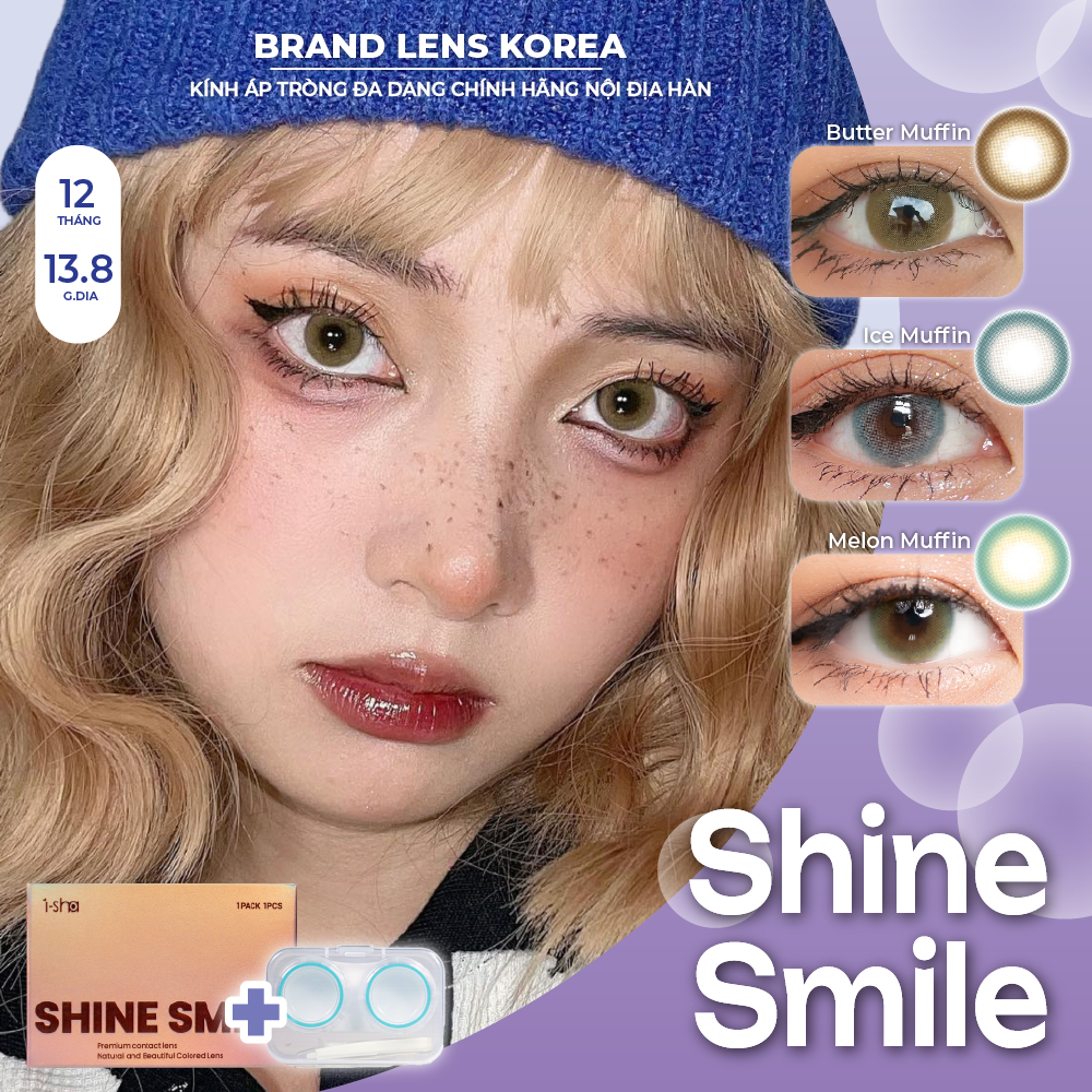 Kính áp tròng cận 1 năm BRANDLENSKOREA I-SHA SHINE SMILE ICE MUFFIN, BUTTER MUFFIN, MELON MUFFIN  le