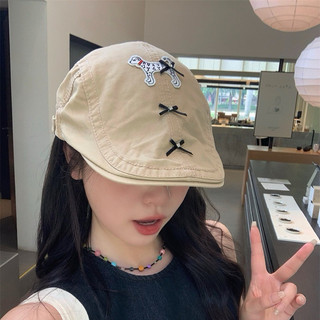 Mũ nồi họa tiết nơ cún dễ thương, mũ mỏ vịt hottrend, mũ beret mỏ vịt retro phong cách Hàn quốc, mũ nồi gắn nơ trendy