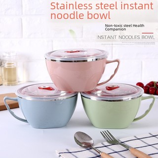 Bát mì ăn liền inox sáng tạo Bát mì ăn liền hai lớp cách nhiệt kiểu Hàn Quốc chống bỏng, có nắp kín