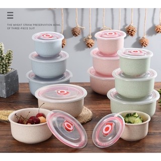 BỘ 3 HỘP ĐỰNG THỰC PHẨM THỨC ĂN NHỰA LÚA MẠCH CÓ NẮP ĐẬY HÍT CHÂN KHÔNG AN TOÀN SỨC KHỎE CÓ THỂ SỬ DỤNG TRONG LÒ VI SÓNG