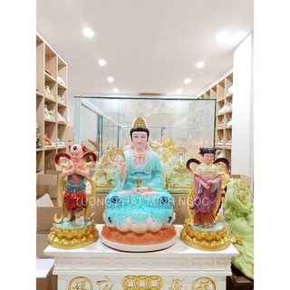 Tượng phật quan âm bồ tát 16inch và cặp tiên đồng ngọc nữ