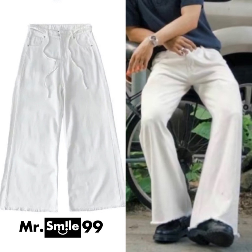 Quần Jean Dài Ống Rộng Rách Ống ( Kèm dây Jean Trắng) Mr Smile 99 Shop QJ046
