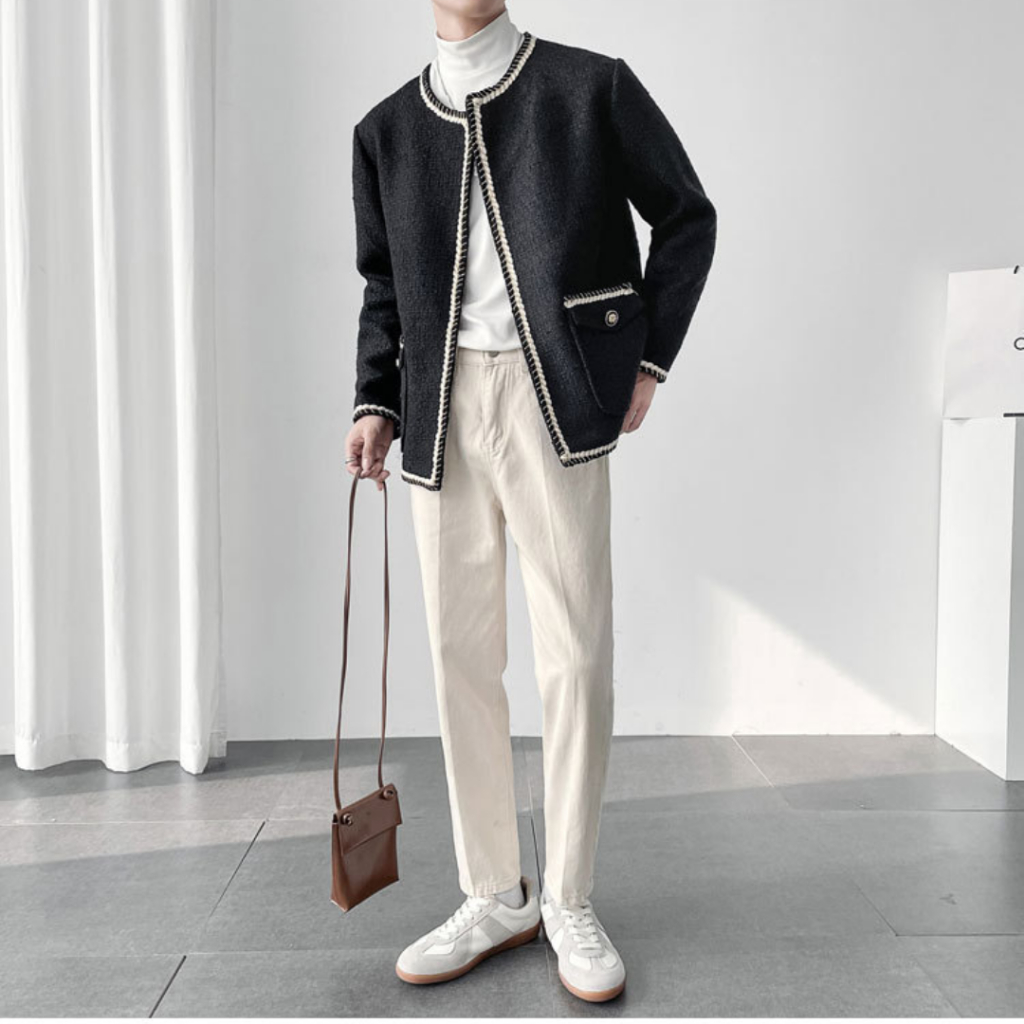 Áo Dạ Tweed Nam Cao Cấp Cổ Tròn Đè Dây Ngoài Sang Trọng Chất Dạ Hàn Quốc Ép Trong (Áo Có Khuy Và Không Khuy)