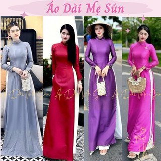 Áo Dài Vân Gỗ 2 Tà Đính Hạt Đủ Màu Trơn Áo Dài Trẻ Trung, Áo Dài Mẹ