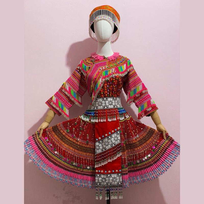 [HÀNG CŨ THANH LÝ] Trang phục dân tộc Hmong full set kèm mũ đồ cũ giá thanh lý