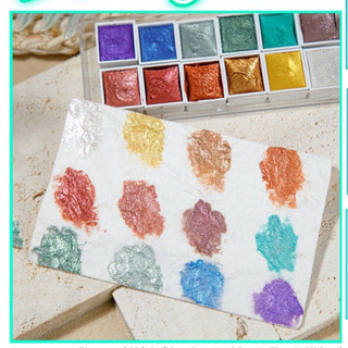 Màu nước vẽ móng set 12 màu nhũ nén