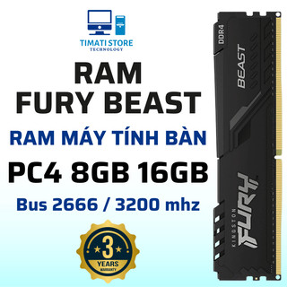 Ram pc ram máy tính bàn 8gb/16gb ddr4 bus 2666/3200mhz beast fury memory ram pc4 desktop - bảo hành 36 tháng