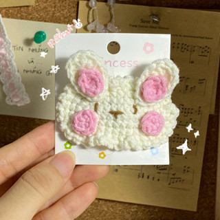   Ảnh thật  Kẹp tóc thỏ con handmade bằng len sợi thủ công dễ thương phong cách Hàn Quốc hottrend 