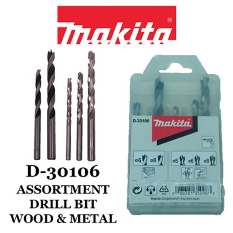 Bộ mũi khoan gỗ và sắt 5 mũi Makita D-30106 5 CÁI 5MM(1PCS), 6MM (2PCS), 8MM (2PCS)