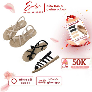 Dép Cói EMILY Dép Sandal Nữ Dép Đi Biển Dép Đế Bằng Đi Lại Thoải Mái Kiểu Dáng Vintage - ESB5M