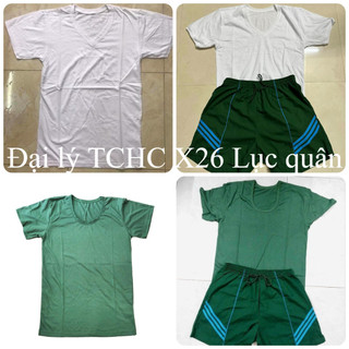 Áo thun lót trắng - xanh nam hàng chuẩn loại 1 cấp phát