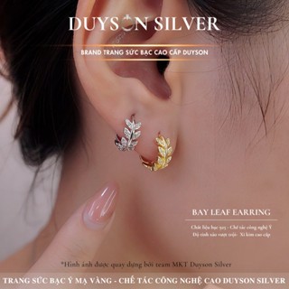 Khuyên tai bạc Ý 925 Duyson Silver vòng tròn nguyệt quế đính đá Cz 5A (Giá bán/ 1 đôi) [KVDDXK24]