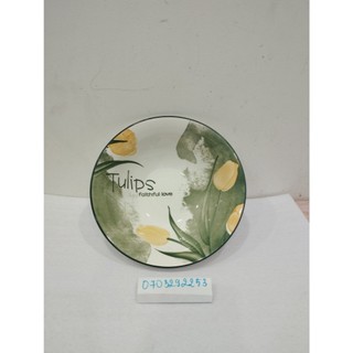 Tô sứ 7 inch ngấn trắng 17.5 x 7cm, tô sứ loe hoa văn tulip 20cm x 6cm