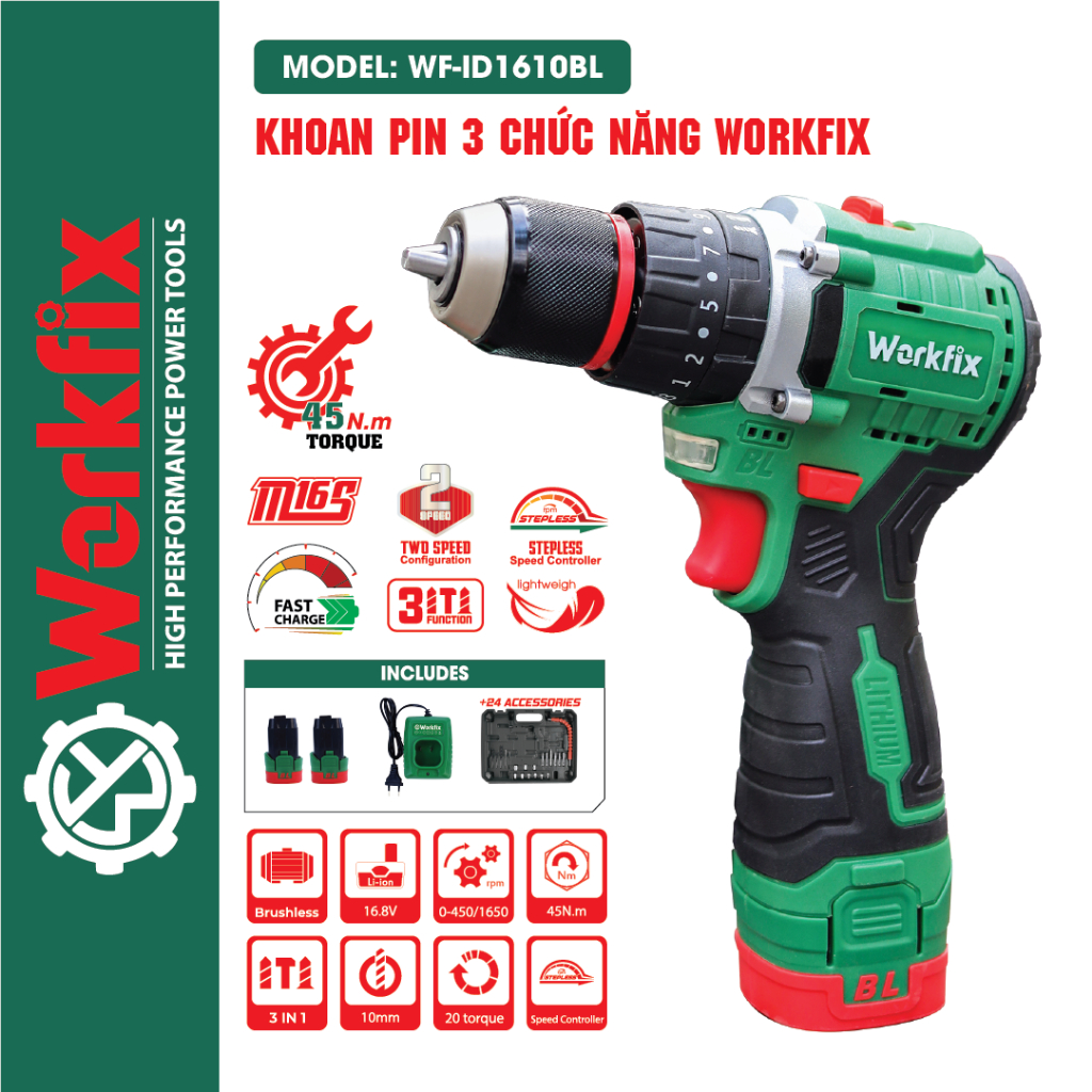 máy khoan Himoki 16.8V dung lượng 2.0Ah hàng chính hãng bảo hành 6 tháng