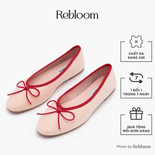 Giày nữ Rebloom, giày búp bê nữ đế bệt phối nơ đính kim tuyến