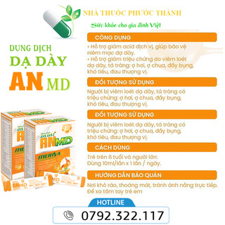 Dung Dịch Dạ Dày AN MD [Hộp 10 gói x 10ml]