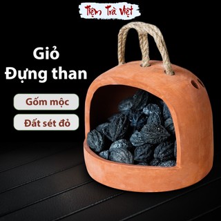 Giỏ đựng than bằng gốm đất sét đỏ dùng cho bàn trà đạo