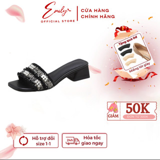 Dép Lê Nữ  EMILY Dép Quai Ngang Đế 3P  Phối Quai Ngọc Thanh Lịch-EDC6M