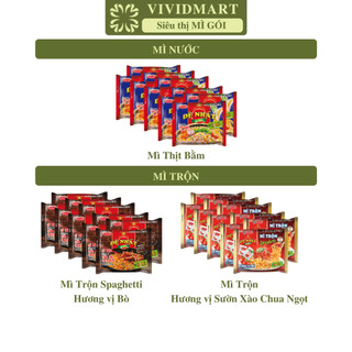 [SET 10 GÓI] - ACECOOK - Mì Đệ Nhất Mì Gia 3 vị: Thịt Bằm, Spaghetti vị Bò, Sườn Xào Chua Ngọt (82-98g/gói)