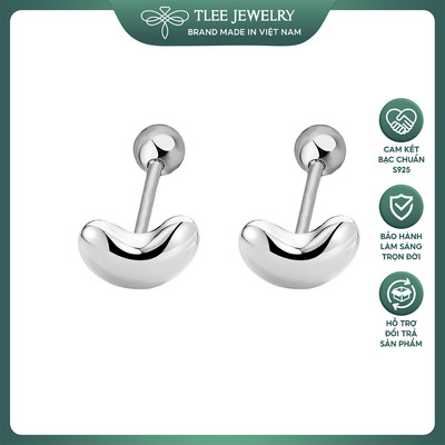 Khuyên tai bạc nữ TLEE hạt đậu nhỏ chốt ren bi vắn xinh xắn TLEEJEWELRY B0513