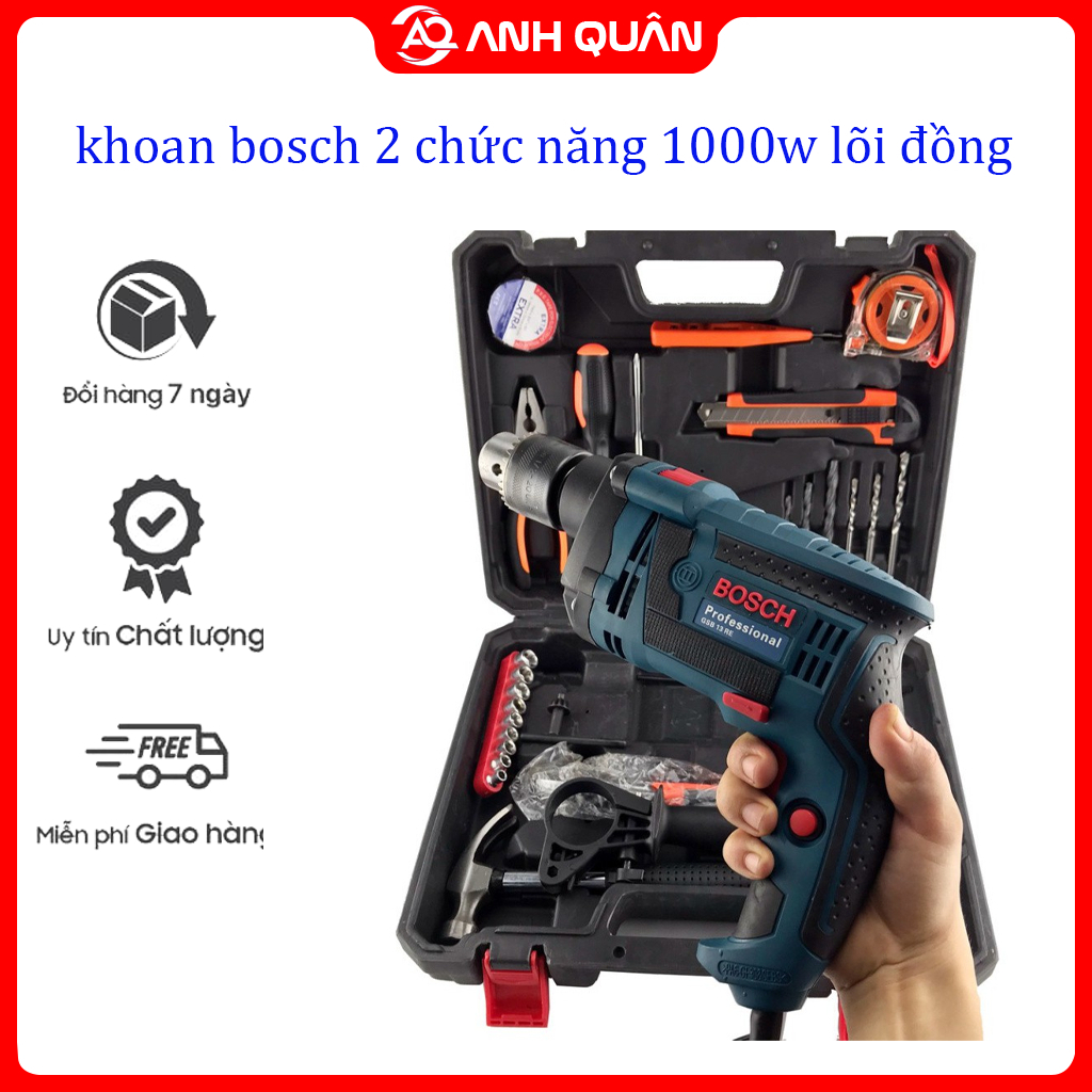 Máy Khoan | Máy Khoan Điện BOSH | Bộ Vali Đủ Đồ Nghề Chuyên Dùng Cam Kết Motor Đồng | Có chức năng búa khoan tường