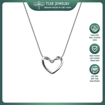 Dây chuyền bạc nữ TLEE mì thuôn treo mặt tim trơn uốn cong thanh mảnh, dịu dàng TLEEJEWELRY D0319
