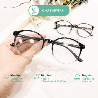 Gọng kính Ombre dáng tròn bầu chất liệu nhựa dẻo cao cấp có chống ánh sáng xanh - Kính cận thời trang Kihu Eyewear 8132