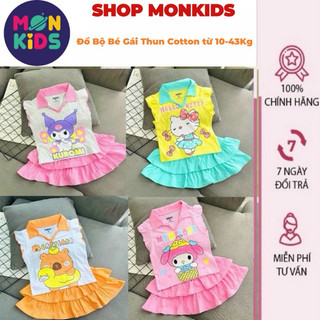 Set Đồ bộ bé gái thun cotton chân váy kèm quần chip in hoạt hình siêu đáng yêu DH11