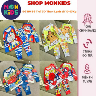 Đồ bộ thun lạnh 3D bé trai - bé gái dài tay ngắn tay in hình Hoạt hình, siêu nhân, khủng long, xe
