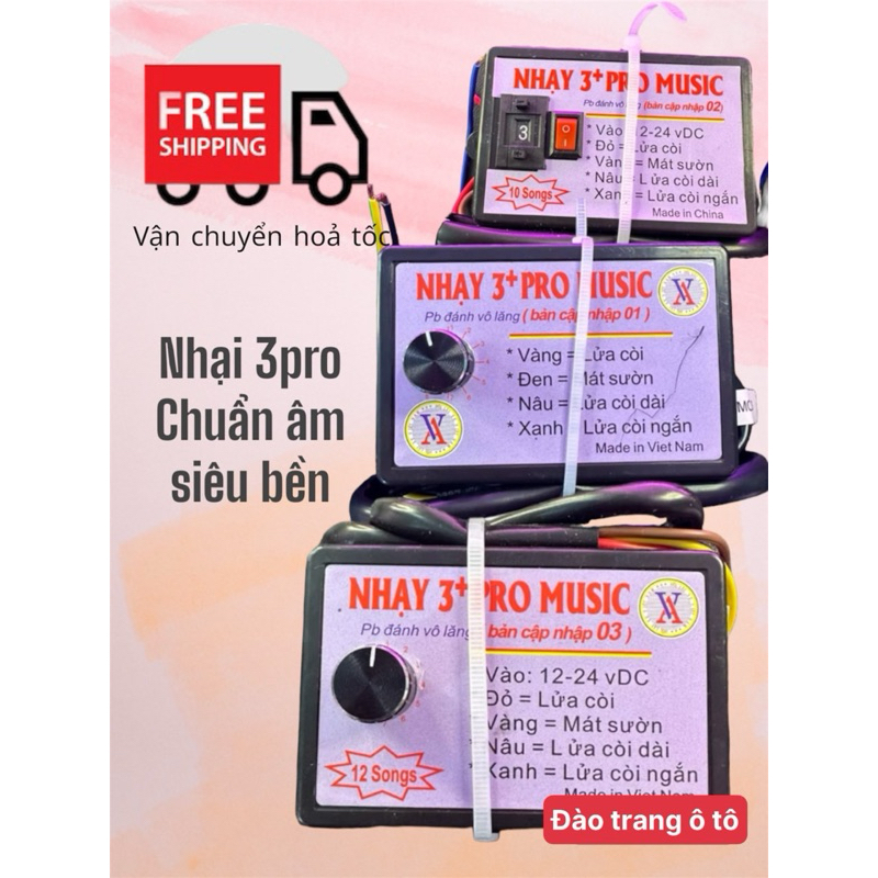 Nhại ô tô nhại 3 pro dùng điện 12v 24v nhại còi hơi còi điện ô tô xe máy hàng chuẩn âm nhịp điệu của