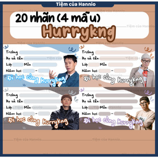 Bộ 20 Nhãn vở in hình Hurrykng, kích thước 7.4x4.2cm