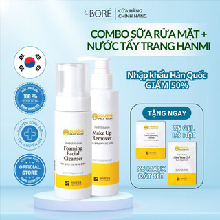 Combo Sữa Rửa Mặt Tạo Bọt & Nước Tẩy Trang Ngăn Chặn Quá Trình Lão Hóa, Làm Giảm Nếp Nhăn - Hanmi
