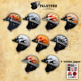 Mũ bảo hiểm Bosozoku Fire + Cap Roundzoom Vintage Japan Style, Mũ bảo hiểm phong cách nhật bản Freesize 55-58cm