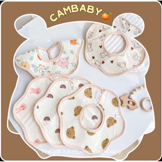 [𝑹𝑬̉ 𝑵𝑯𝑨̂́𝑻] Yếm ăn dặm chống thấm Yếm tròn xoay 360 độ cao cấp cho bé trai bé gái nhiều họa tiết dễ thương Cambaby