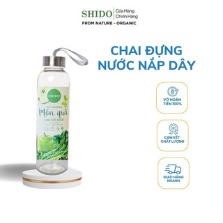 Chai thủy tinh đựng nước nắp dây xách SHIDO , đựng nước ép, sinh tố, detox - nắp nhôm bạc