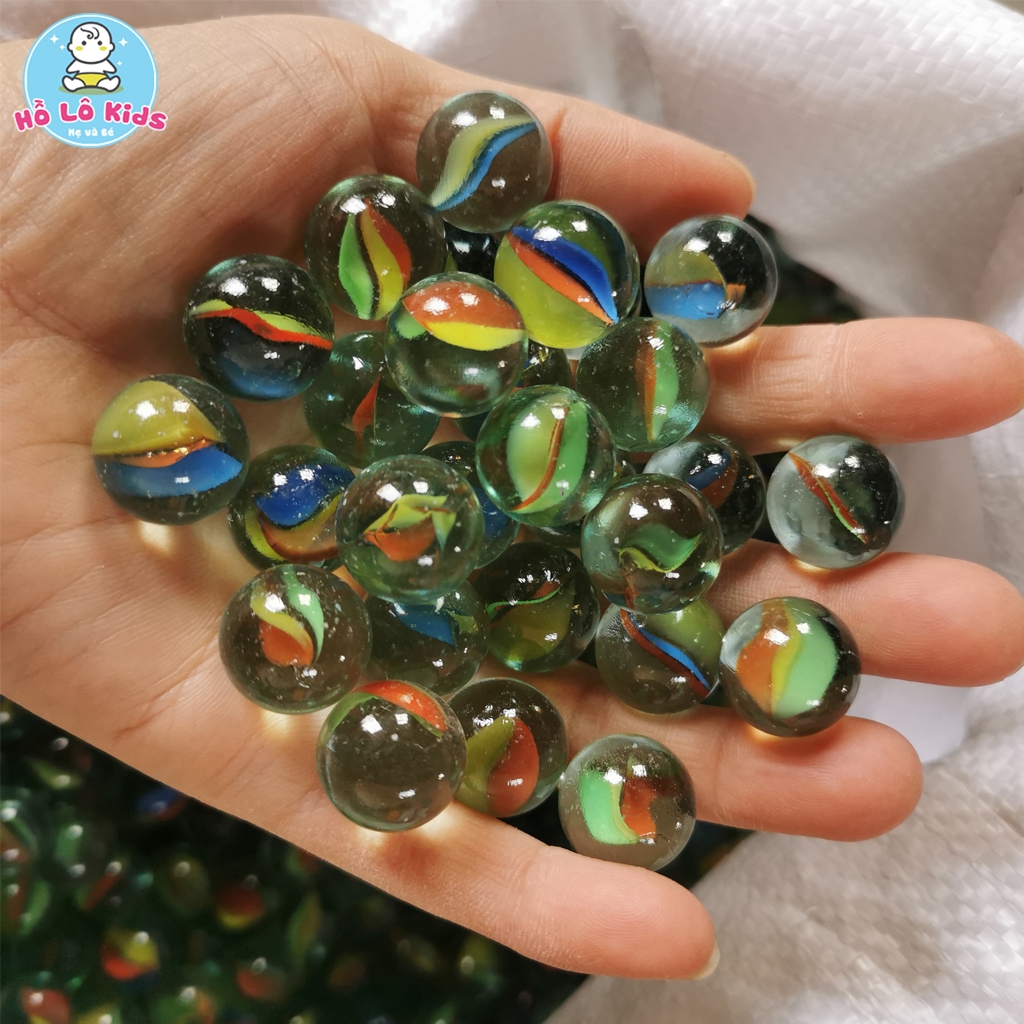 Túi 40 viên bi ve thủy tinh các màu 16mm, bắn bi tuổi thơ Hồ Lô Kids