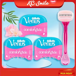 Lưỡi dao cạo thay thế Gillette Venus Comfortglide đầu bơ cho nữ Lẻ và hộp 3 đầu siêu mịn tẩy lông body