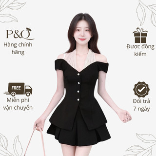 P&Q set16 | Set áo kèm chân váy mini nhiều tầng chất liệu goolthun có bigsize | P&Q set16