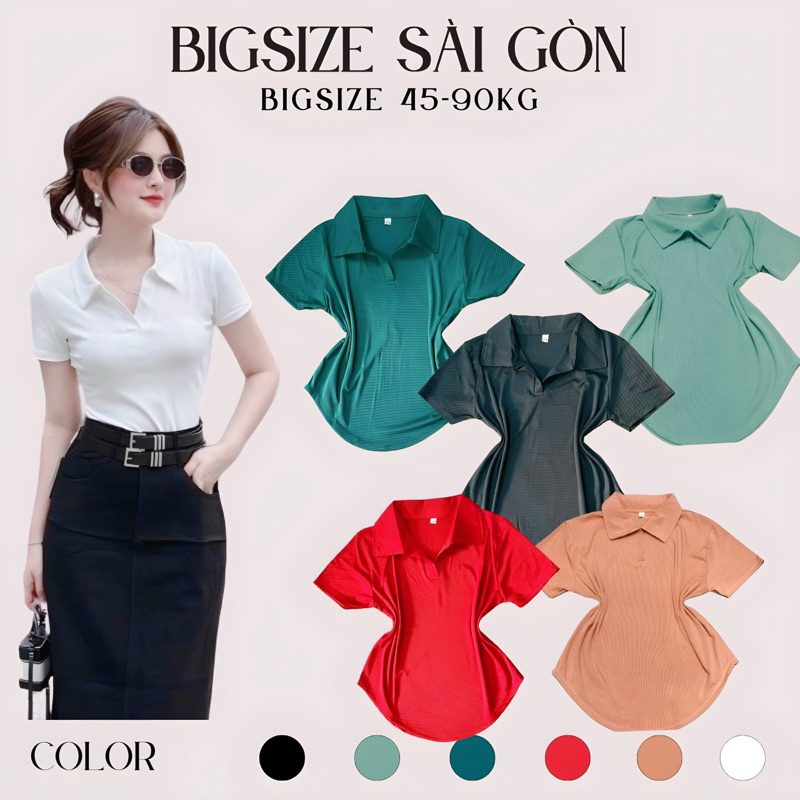 Áo Thun Polo Vải Thun Gân Tăm 50 - 100Kg Dễ Thương Bigsize Sài Gòn - B.1188