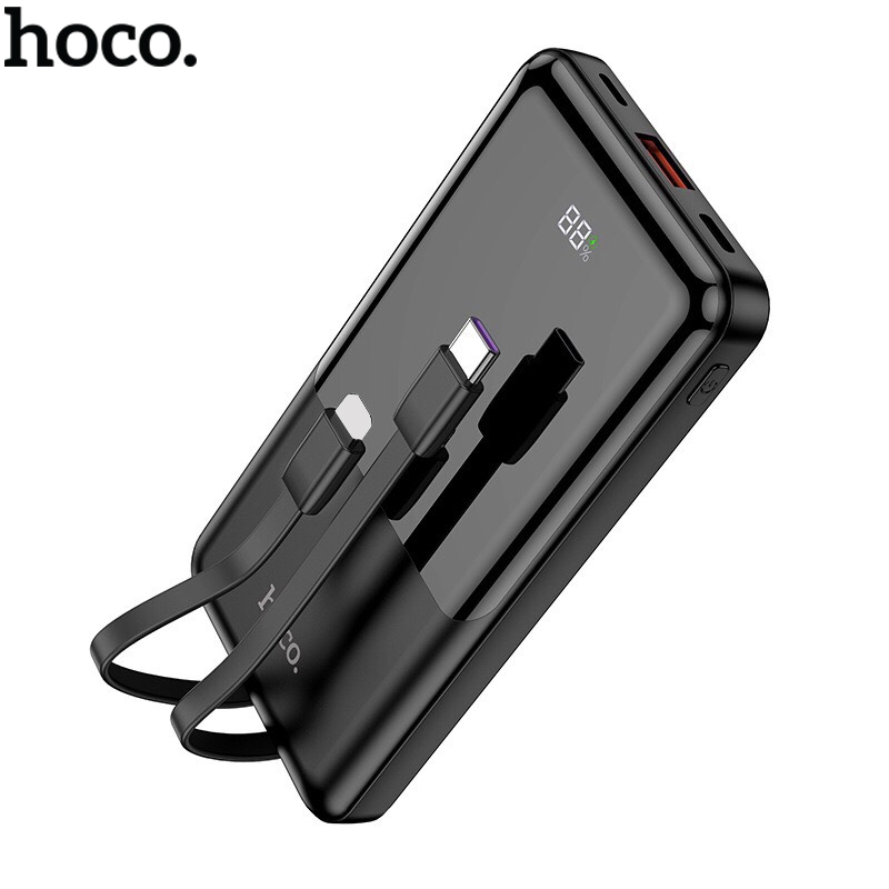 Sạc dự phòng có dây Hoco Q9 Pro dung lượng 10000mAh, sạc nhanh PD20W + QC3.0, tích hợp 2 dây đi kèm