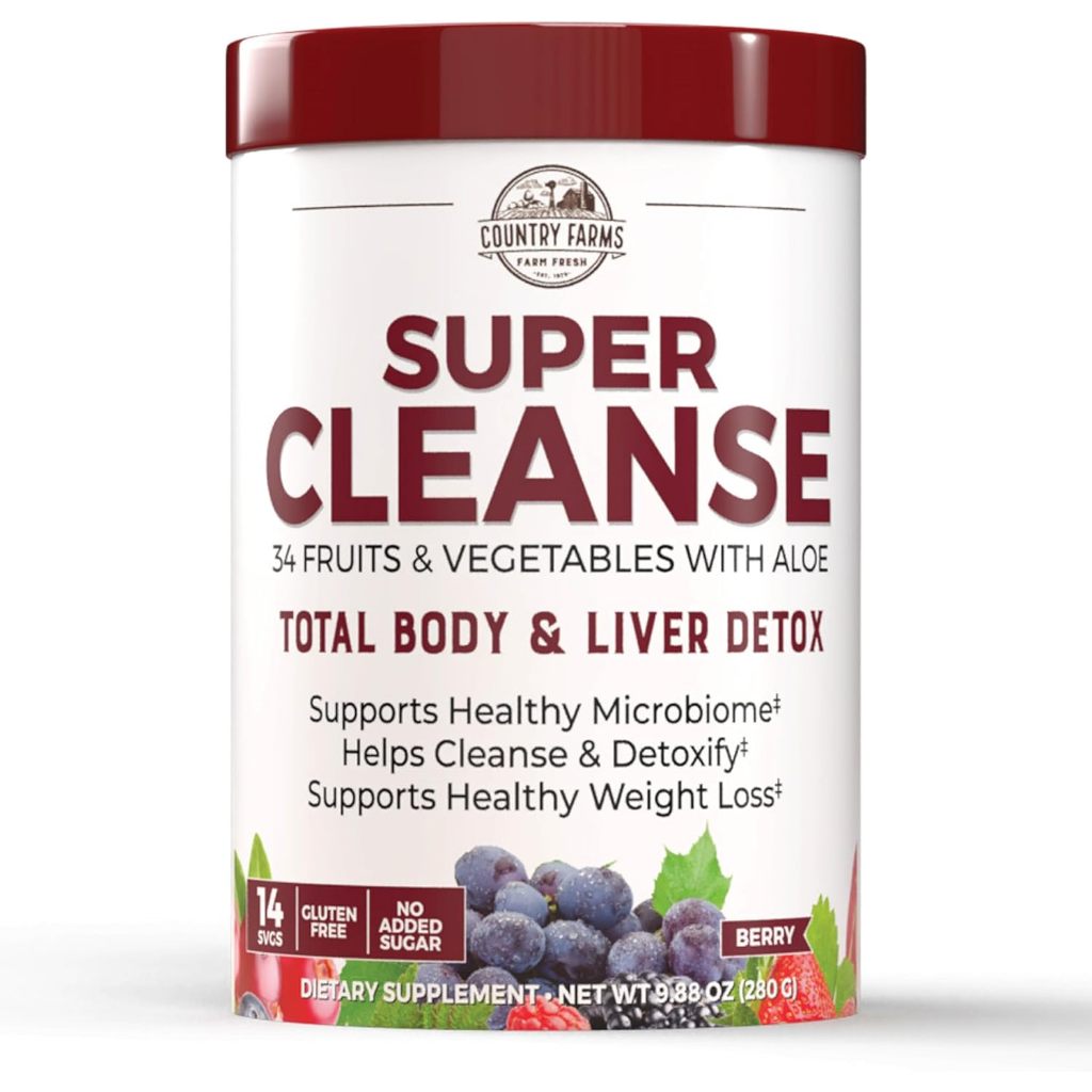 [8.2026] Hỗn hợp 34 siêu thực phẩm giúp thải độc cơ thể & gan Country Farms Super Cleanse 280g