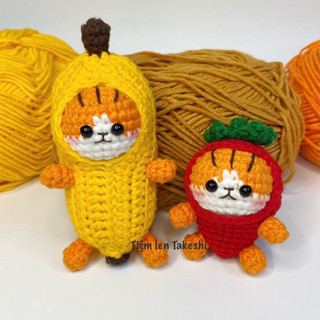 Móc khóa mèo chuối dễ thương làm bằng len