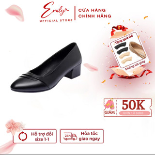 Giày Cao Gót Nữ Emily Giày Công Sở Dáng Basic Trơn Đế Cao 4cm Da Mềm Mịn Êm chân - EM16M